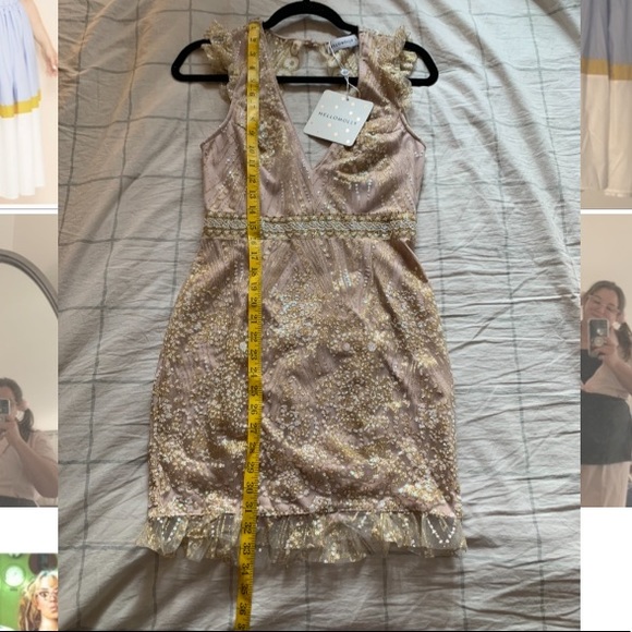 NWT HelloMolly Blush & Gold Dress - Size M - Picture 11 of 12